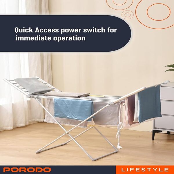 Porodo lifestyle electric heated indoor clothes dryer silver